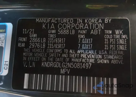 2022 Kia Sorento Hybrid S z USA, uszkodzony, nr VIN KNDRGDLG2N5081497